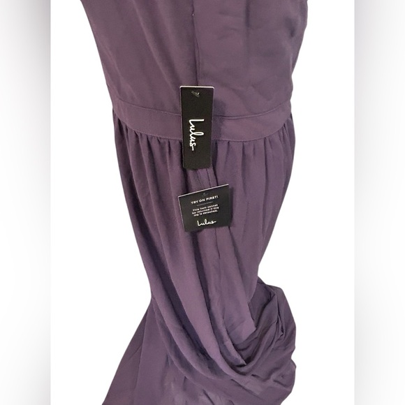 Lulu's Women's Air of Romance Dusty Purple Chiffon Long Halter Formal Dress M - Picture 5 of 10